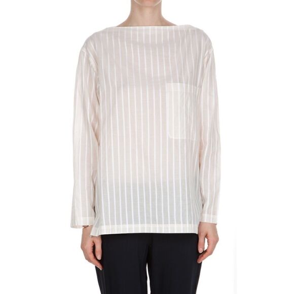 Theory Cotton Miniya Striped Long Sleeve Blouse - Picture 1 of 9